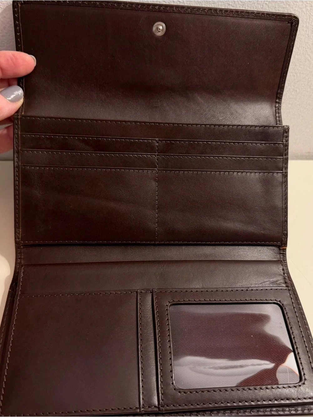 Lauren Ralph Lauren brown leather and suede wallet.